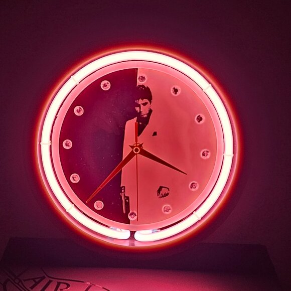 Scarface Vintage Neon Wall Clock Tony Montana Rare READ - Picture 1 of 8